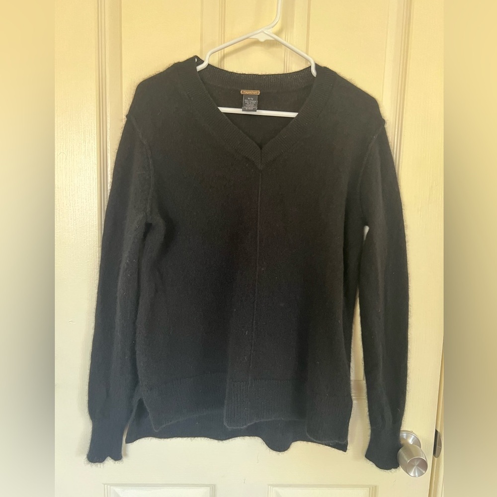 Magaschoni 100% Cashmere Sweater Size M Black V-Neck Luxury Knit